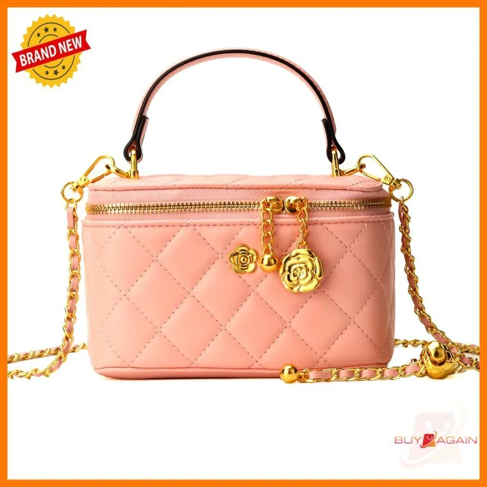 Quilted Square Box Crossbody Bag Mini Satchel Purse Top Handle Pouch